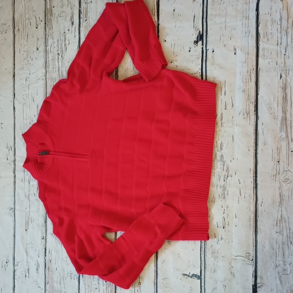 IZOD Men's Red Cotton Blend 1/4 Zip Pullover Sweater XL
